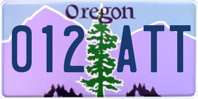 OR license plate 012ATT