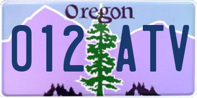 OR license plate 012ATV