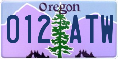 OR license plate 012ATW