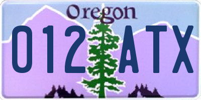 OR license plate 012ATX