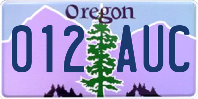 OR license plate 012AUC