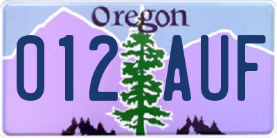 OR license plate 012AUF