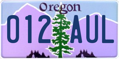 OR license plate 012AUL