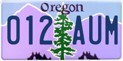 OR license plate 012AUM