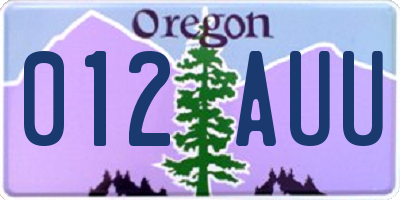 OR license plate 012AUU