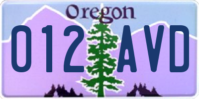 OR license plate 012AVD