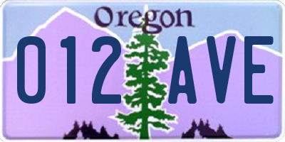 OR license plate 012AVE