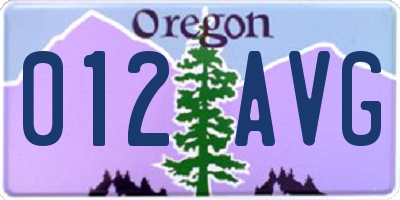 OR license plate 012AVG