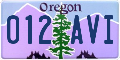 OR license plate 012AVI
