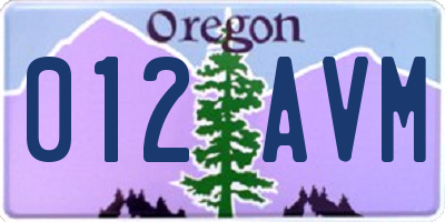 OR license plate 012AVM