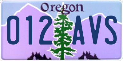 OR license plate 012AVS