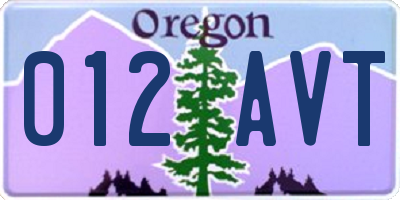 OR license plate 012AVT