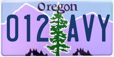 OR license plate 012AVY
