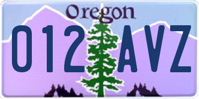OR license plate 012AVZ