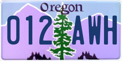 OR license plate 012AWH