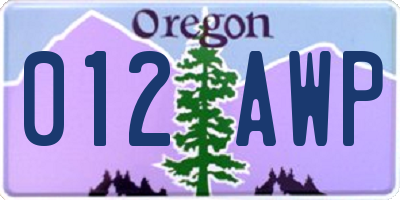 OR license plate 012AWP