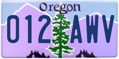OR license plate 012AWV