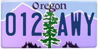 OR license plate 012AWY
