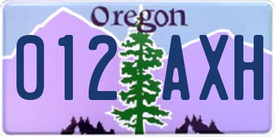 OR license plate 012AXH