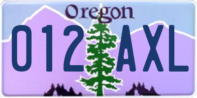 OR license plate 012AXL