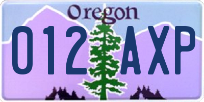 OR license plate 012AXP