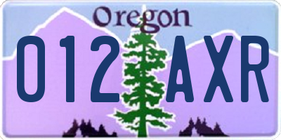 OR license plate 012AXR