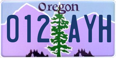 OR license plate 012AYH