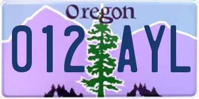 OR license plate 012AYL