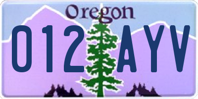 OR license plate 012AYV