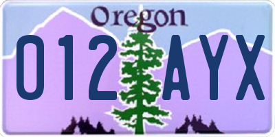 OR license plate 012AYX