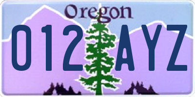 OR license plate 012AYZ