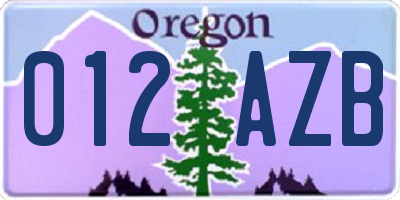 OR license plate 012AZB