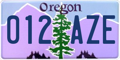 OR license plate 012AZE