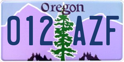 OR license plate 012AZF