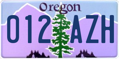 OR license plate 012AZH
