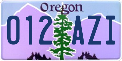 OR license plate 012AZI