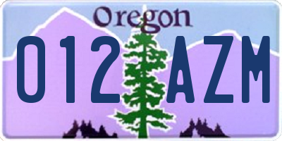 OR license plate 012AZM