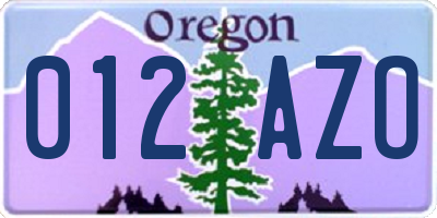 OR license plate 012AZO