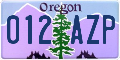 OR license plate 012AZP