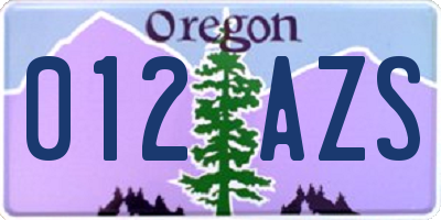 OR license plate 012AZS
