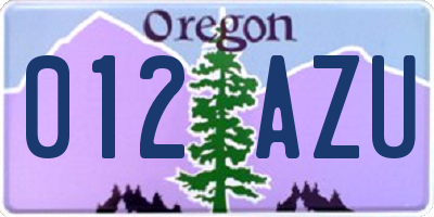 OR license plate 012AZU
