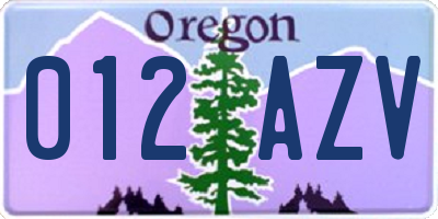 OR license plate 012AZV