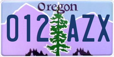 OR license plate 012AZX