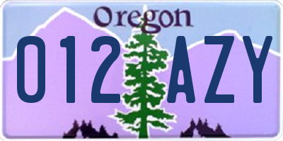 OR license plate 012AZY