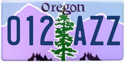 OR license plate 012AZZ