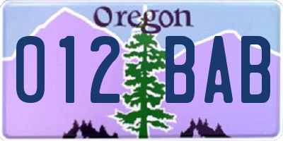 OR license plate 012BAB