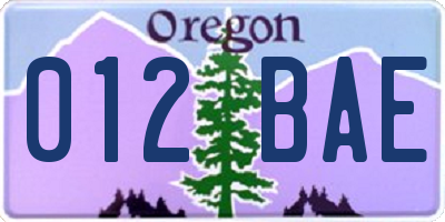 OR license plate 012BAE