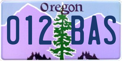 OR license plate 012BAS