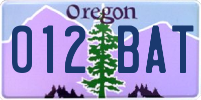 OR license plate 012BAT