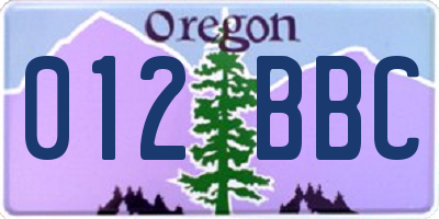 OR license plate 012BBC